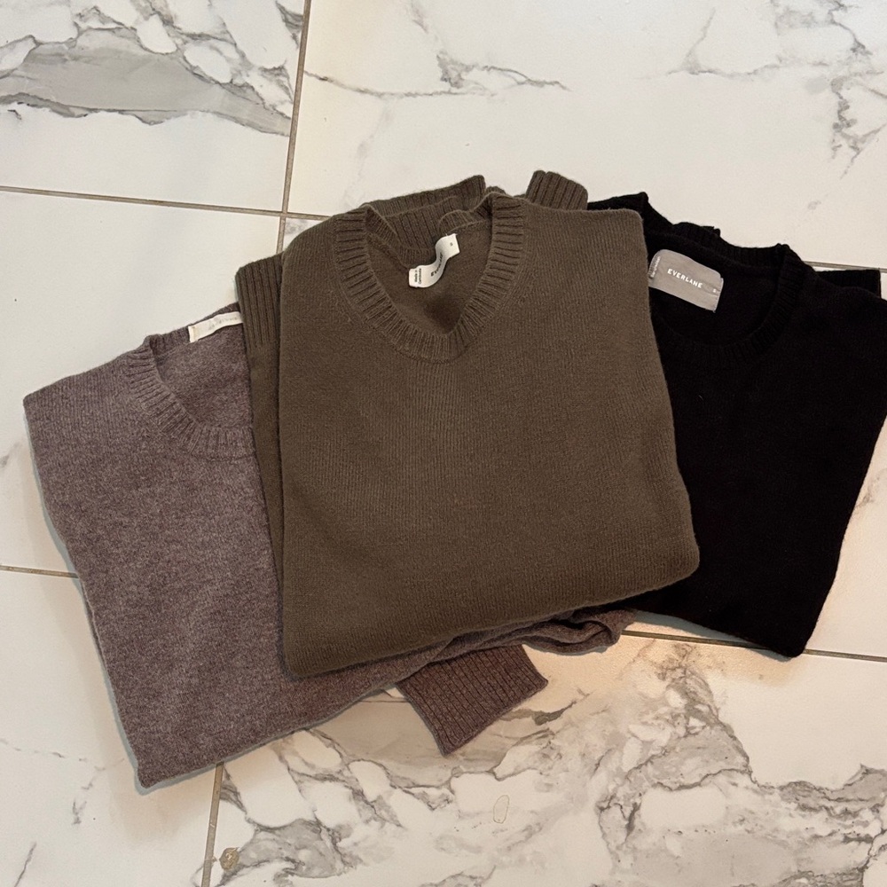 Everlane Wool Men's Sweater Set - Black, Brown, Olive